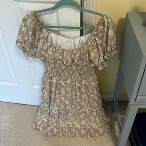 Imily Bela Ruffle dress Sleeve Dress Casual  Beach Floral Olive Dress Size M